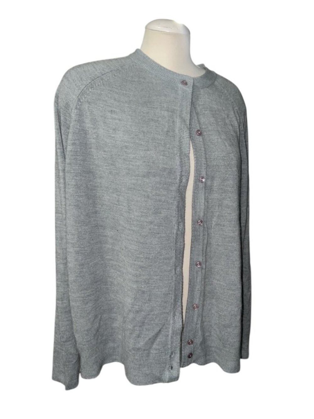 Goodclothes Woman Gray Button-Front Cardigan Sweater 2X Acrylic Lightweight Long